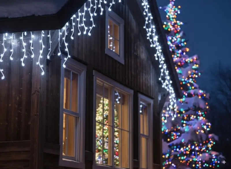 Tenda luminosa 120 LED bianco freddo 3 mt Natale ed esterni DFDIK-120LED-W-IP4