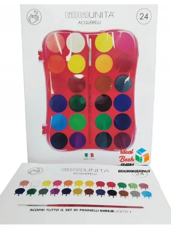 Tinta Unita Acquerelli 24 Colori Assortiti Con Pennello