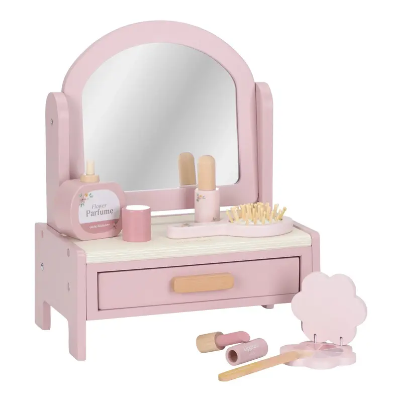 Toelette in Legno Rosa Tavolo delle Vanità Toeletta Specchiera - Wooden Dressing Table Pink (LD2516)