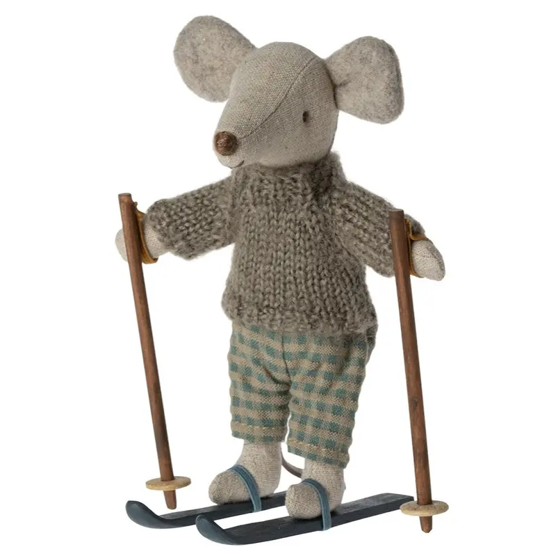 Topo D'Inverno con Set Sci Fratello Maggiore Grigio - Winter Mouse Big Brother