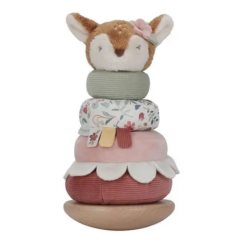 Torre Impilabile ad Anelli da Impilare in Legno e Stoffa Oscillante Fairy Garden - Rocking Ring Stacker Fairy Garden (LD9022)