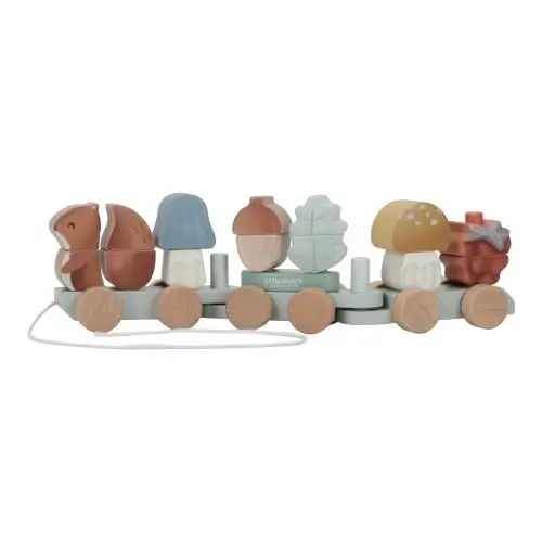 Trenino in Legno Impilabile Blue Forest Friends - Wooden Block Train Blue Forest Friends