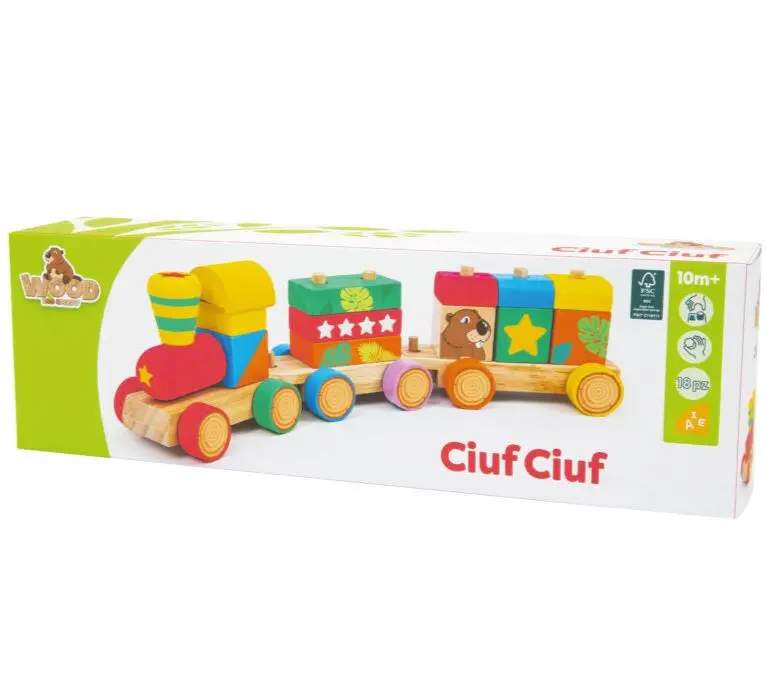 Trenino in Legno in Legno per Bambini con cubetti Colorati - Sevi