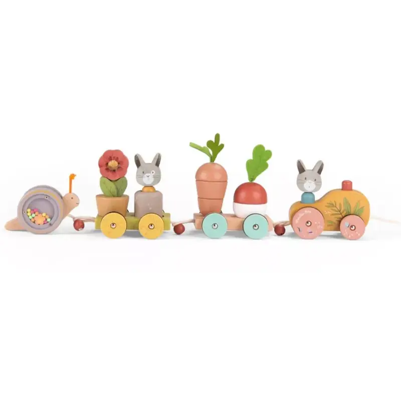 Treno Attività Trainabile Moulin Roty Trois Petits Lapins