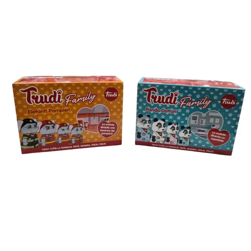 Trudi Family, animali floccati Famiglia Panda Dottori- Elefanti Pompieri