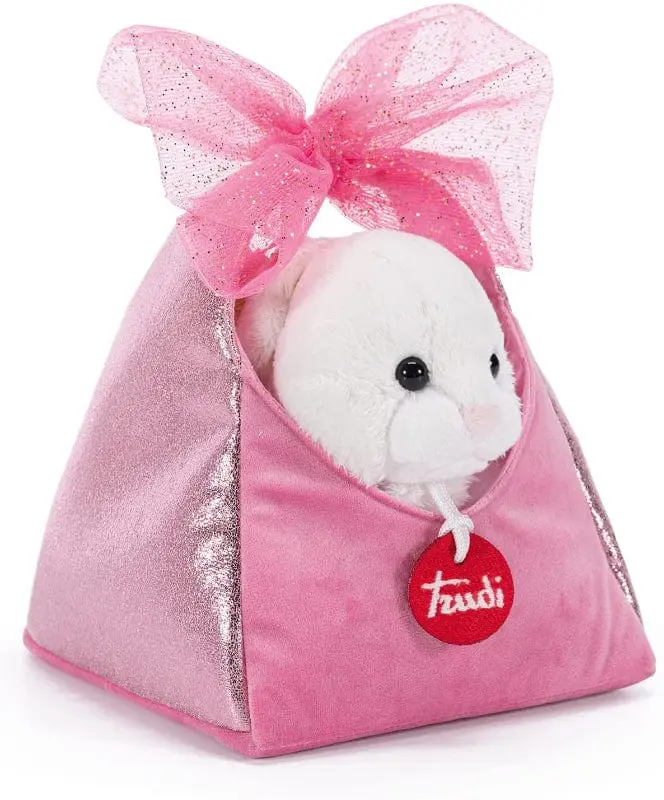 Trudi Peluche Coniglietto in Borsetta con Fiocco Staccabile per Bambina