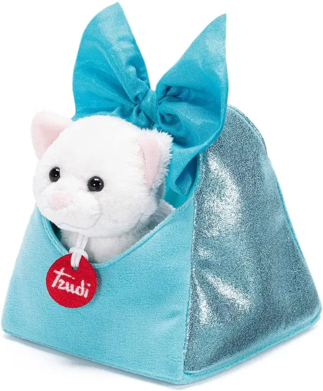 Trudi Peluche Gattino in Borsetta con Fiocco Staccabile per Bambina