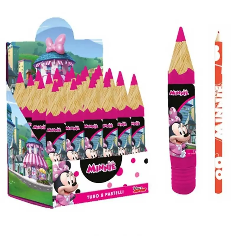 Tubo Matitone Minnie con 8 Colori a Matita - Expo da 24pz