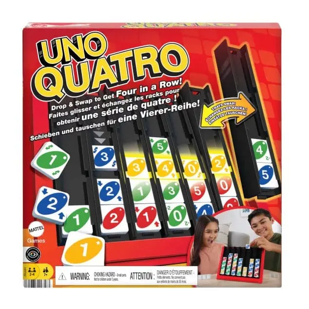 Uno Quattro gioco di società per tutta la famiglia e serate con gli amici - Mattel
