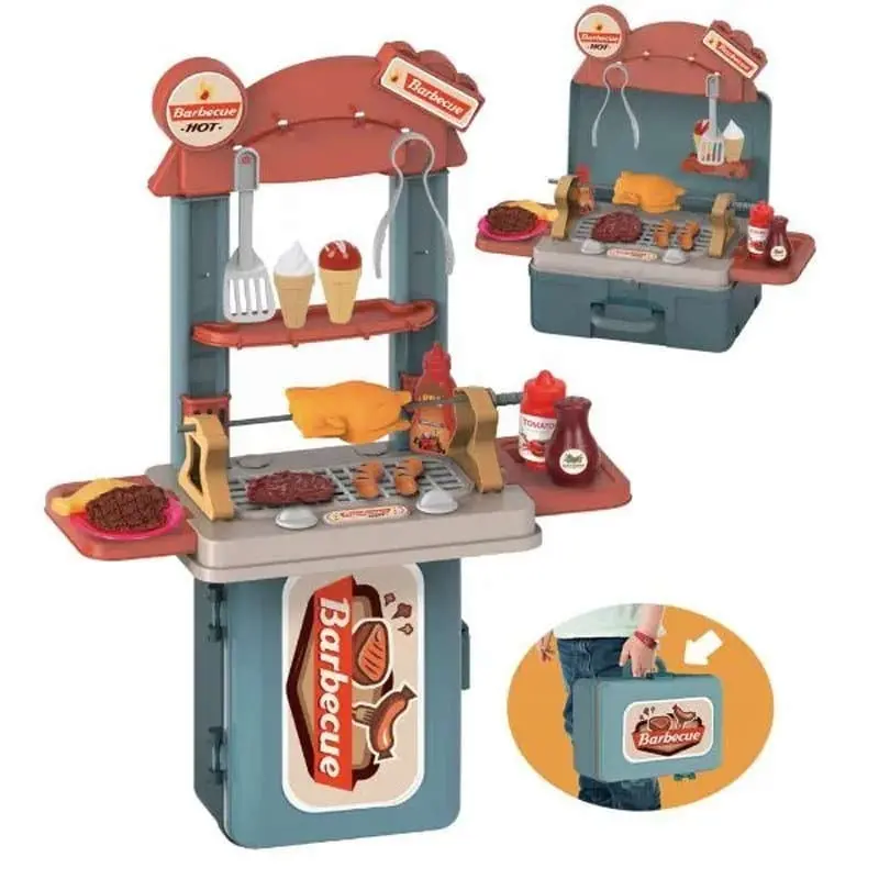 Valigetta Barbecue 3 in 1 con 15 Accessori, Playset Richiudibile