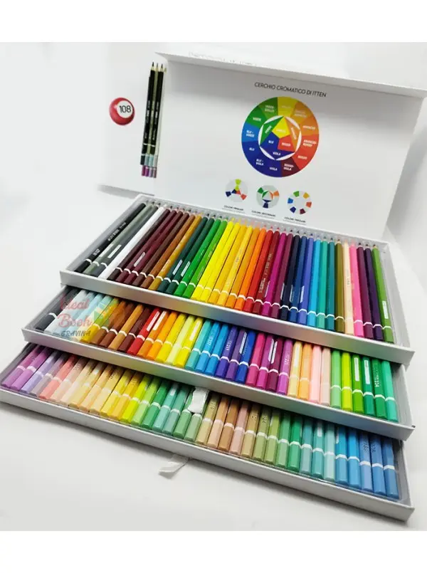 Valigetta Maxi 108 Colori Pastelli a matita Tinta Unita Colori classici fluo pastello