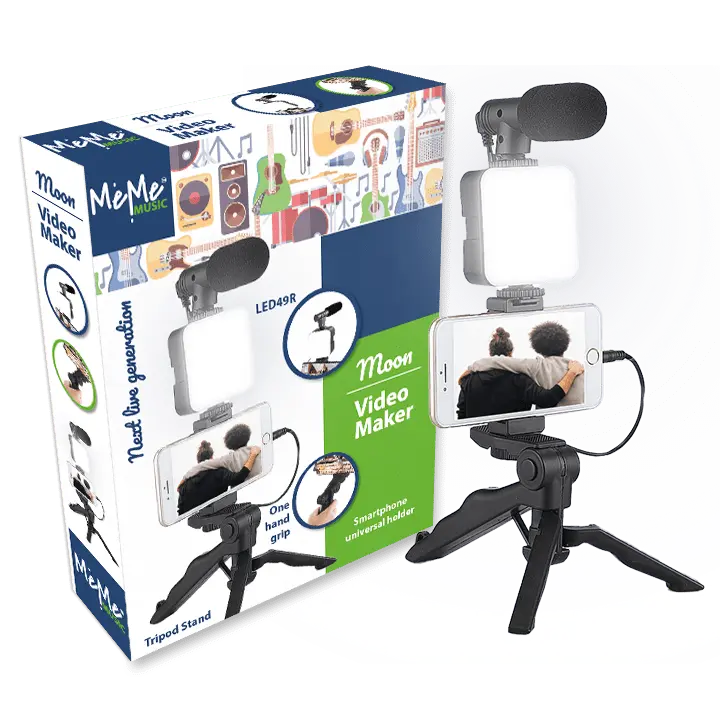 Video Maker con Supporto, set Vlogger per Smartphone, Fotocamere e Videocamere - MeMe Music