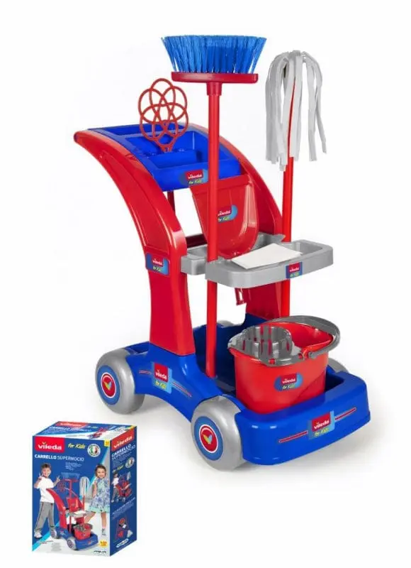 Vileda Maxi Carrello Pulizie, playset da Gioco con tantissimi accessori