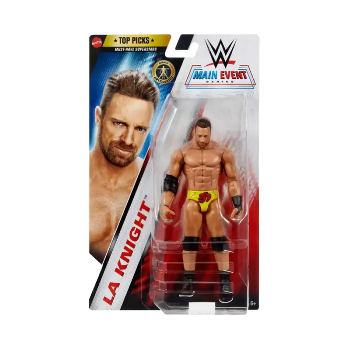 WWE LA Knight Action Figure 18 cm – Personaggio Snodabile da Collezione Main Event Series Mattel