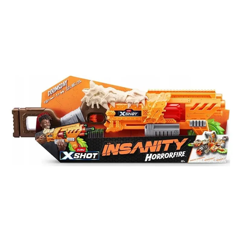 X-Shot Insanity Horrorfire, Blaster Doomsday con 16 Dardi