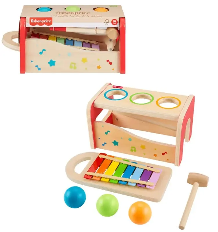 Xilofono in legno con Martello e Palline da colpire +18Mesi - Fisher Price