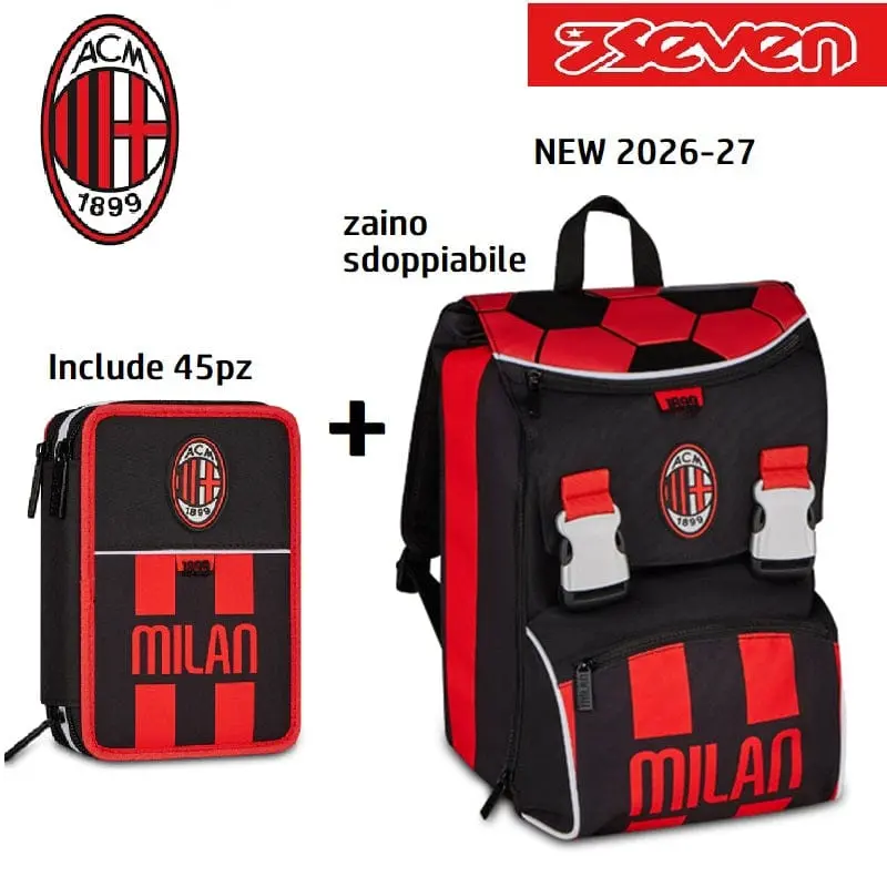 Zaino Scuola Milan sdoppiabile Big + Astuccio 3 Zip (2026-27) - Seven