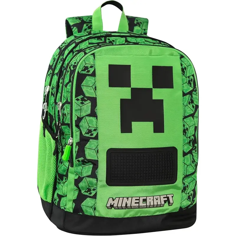 Zaino scuola organizzato Minecraft Verde/Nero 2025/2026