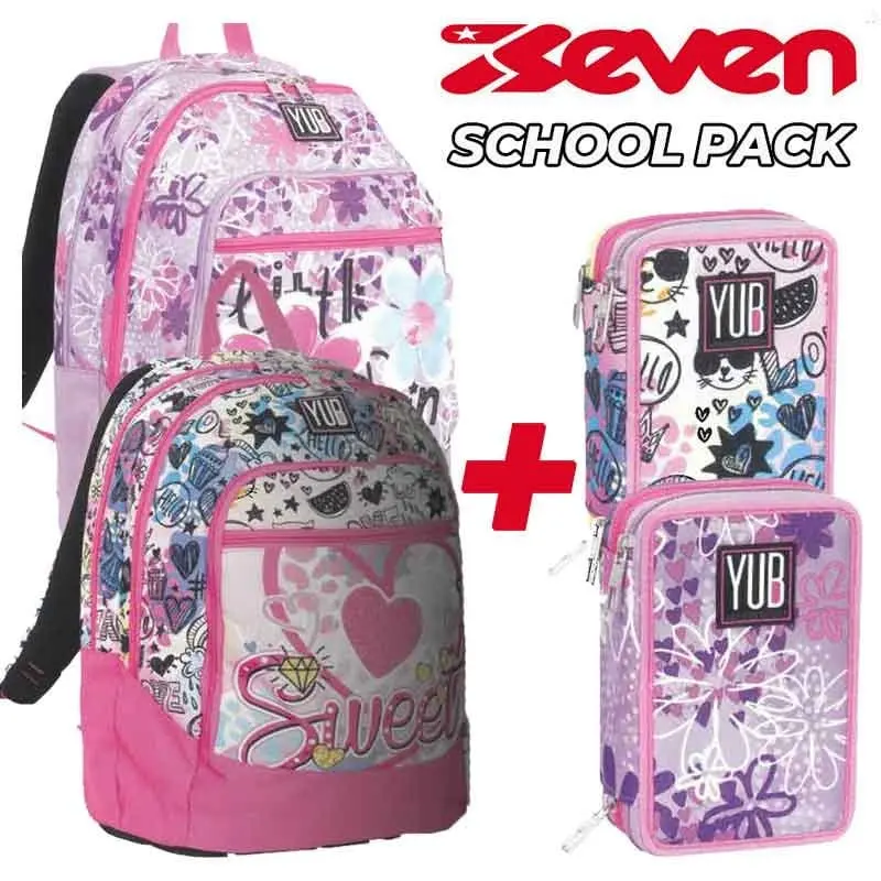 Zaino Scuola Yub Advanced + Astuccio 3 Zip (Promo Pack 2025) - Seven