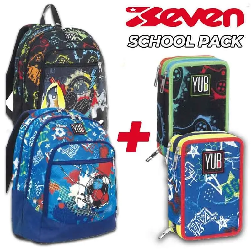Zaino Scuola Yub Advanced + Astuccio 3 Zip (Promo Pack 2025) - Seven