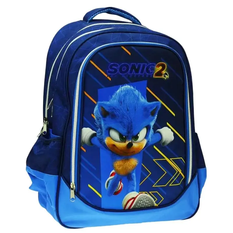 Zaino Sonic Scuola Elementare e Media 46cm con 3 scomparti