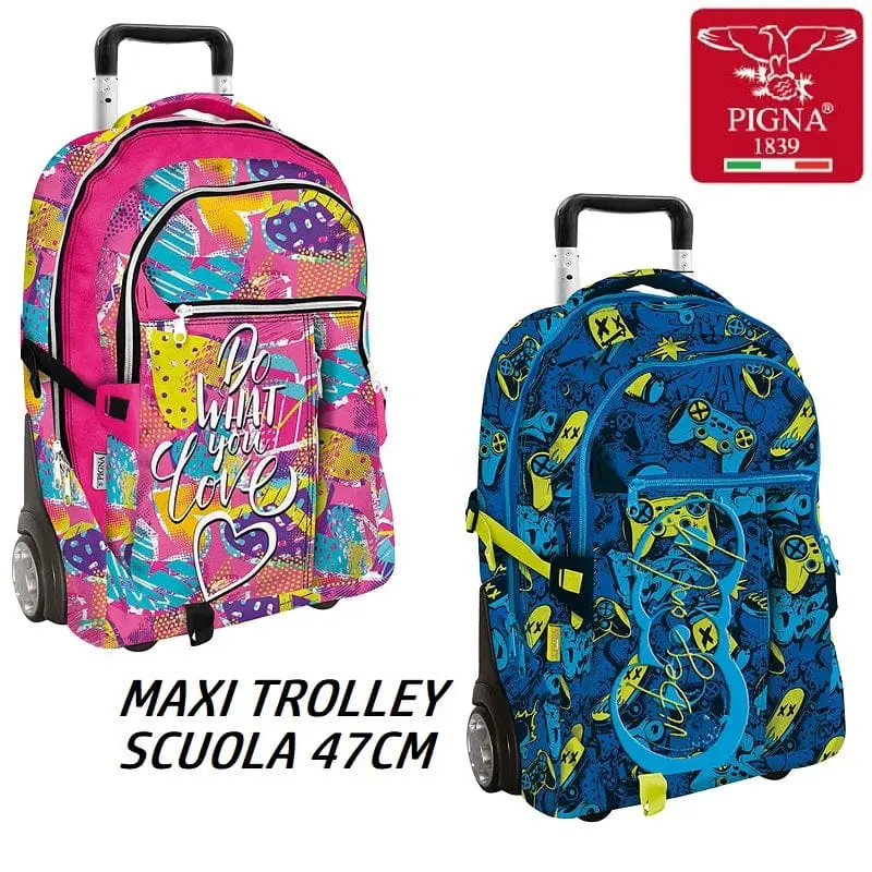 Zaino Trolley Pigna Deluxe 47cm adatto alla scuola Elementare e Media