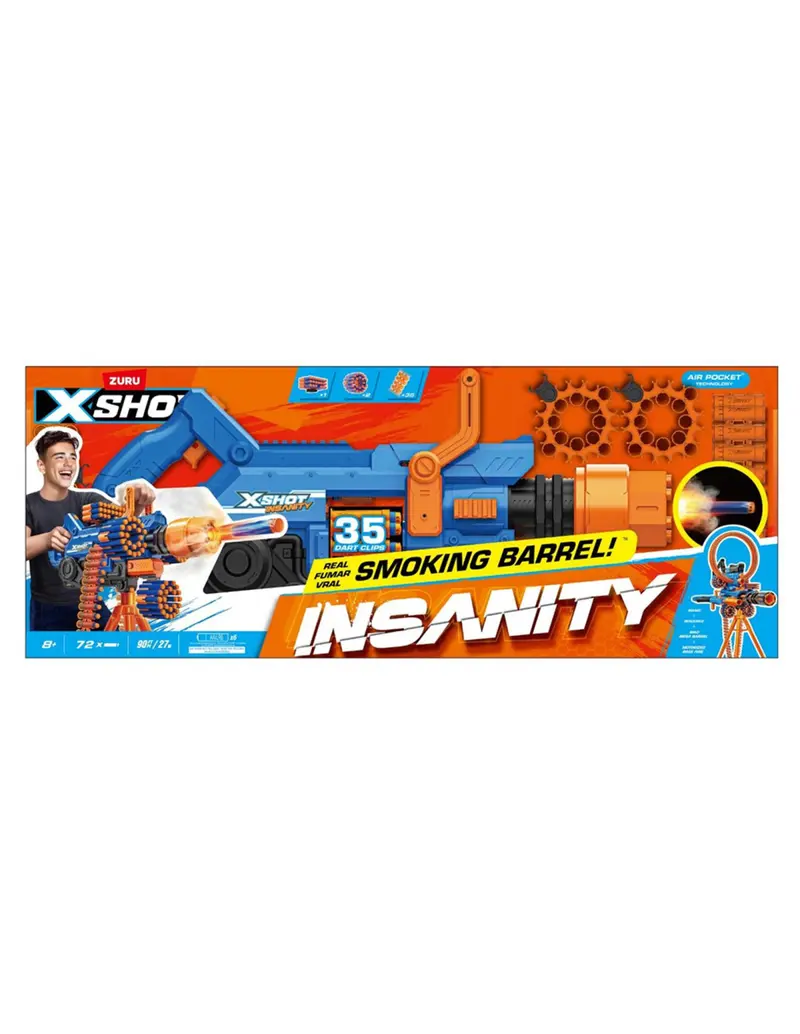 Zuru X-Shot Insanity Smoking Barrel 72 Dardi fucile nerf fumo